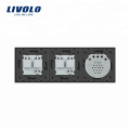 Livolo Nouveau Prise de courant CA 220 ~ 250V Prise électrique de deux communications avec commutateur tactile VL-C701-15 / VL-C7C2EU-15